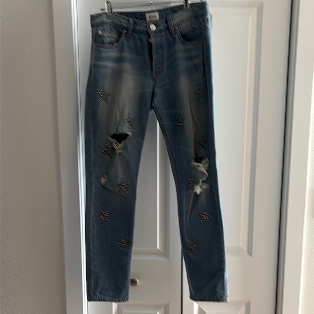 Hudson Jeans Blue Distressed Overalls